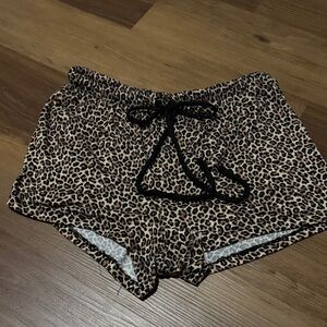 Leopard Print Shorts with Black Drawstring